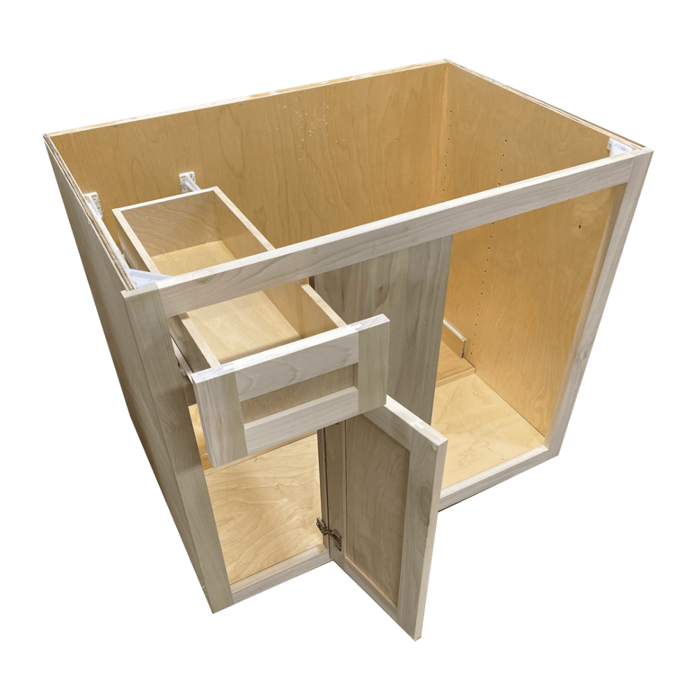 Kitchen Blind Corner Base Cabinet | Unfinished Poplar | Shaker Style | 36 in